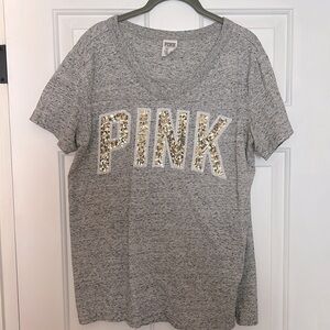 PINK Oversized Campus Bling Tee!